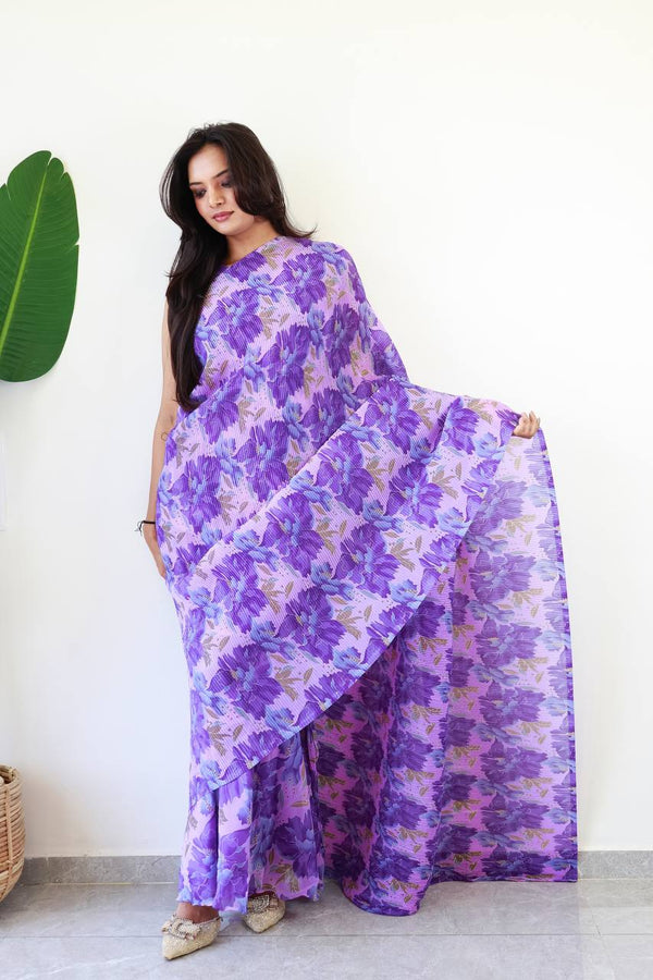 30 Sec Saree Ready to Wear Purple Color