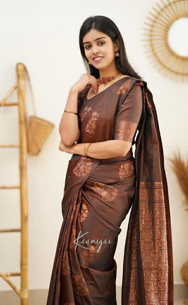 Women's Banarasi Style Pure Kanjivaram Silk Jacquard Kanchipuram Pattu Saree