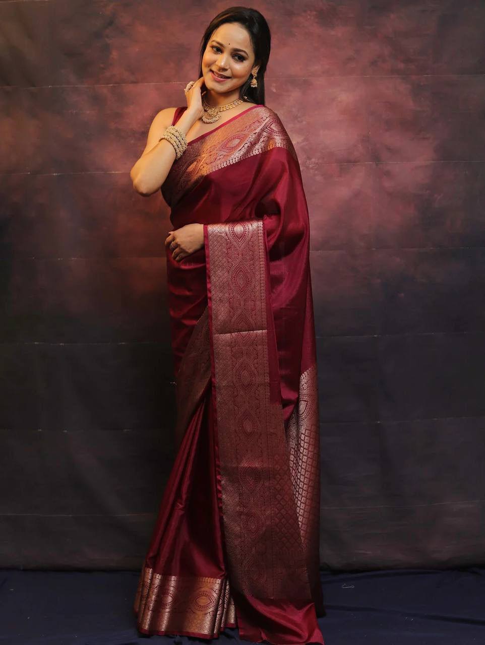 New Maroon Color Banarasi Soft Semi Silk Saree With Blouse Piece