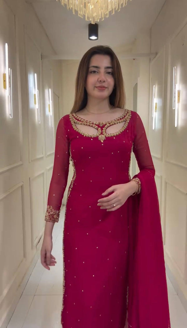 NEW SUPERHIT TRENDING FESTIVE COLLECTION KURTI, PENT & DUPATTA SET WITH EMBROIDERY WORK